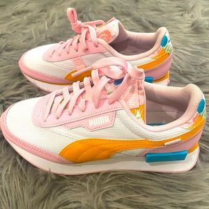 Puma pink white floral running shoes . Size 4.5 US